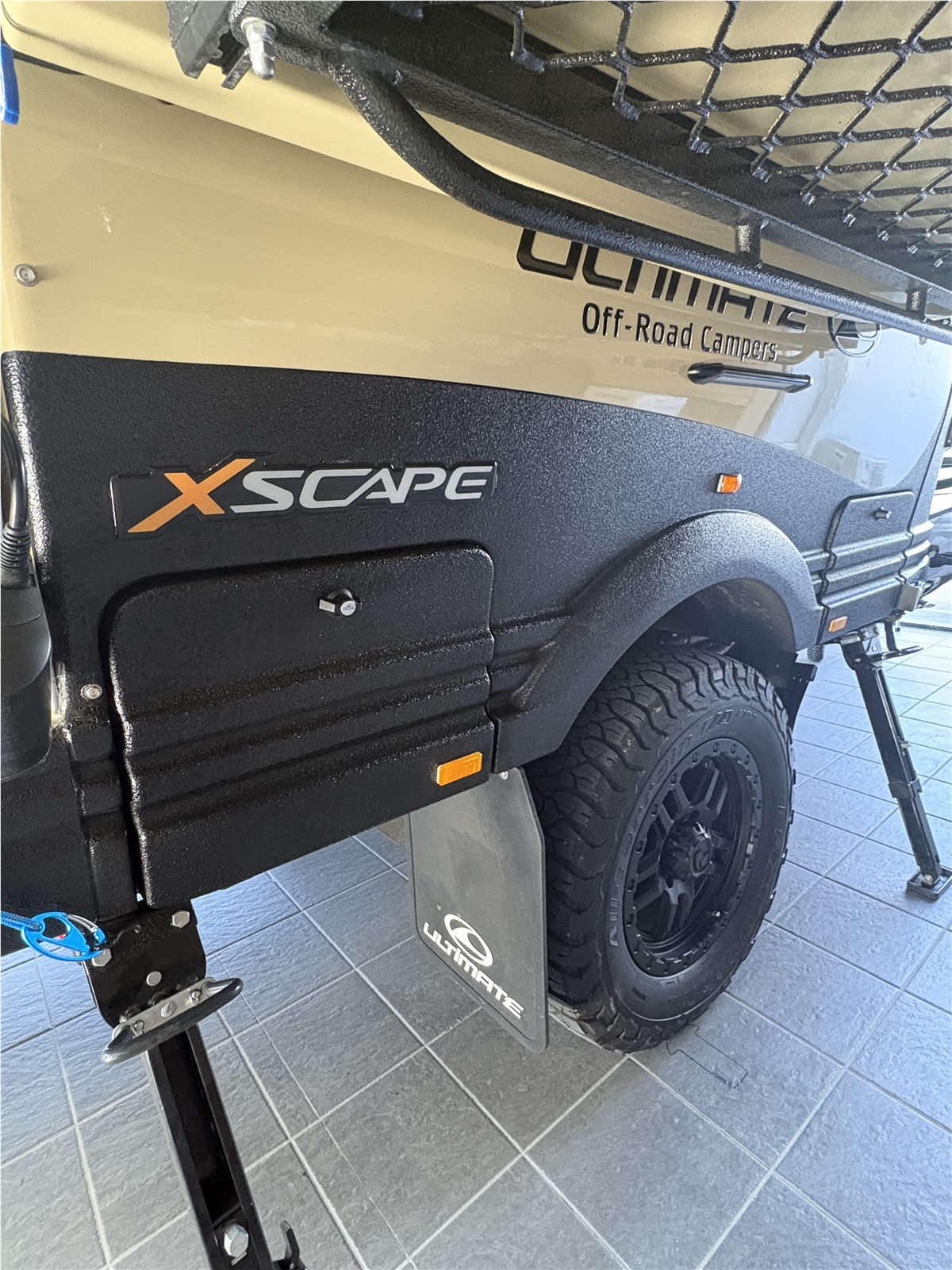 Extreme polyurea protective coating on the camper's lower body and chassis