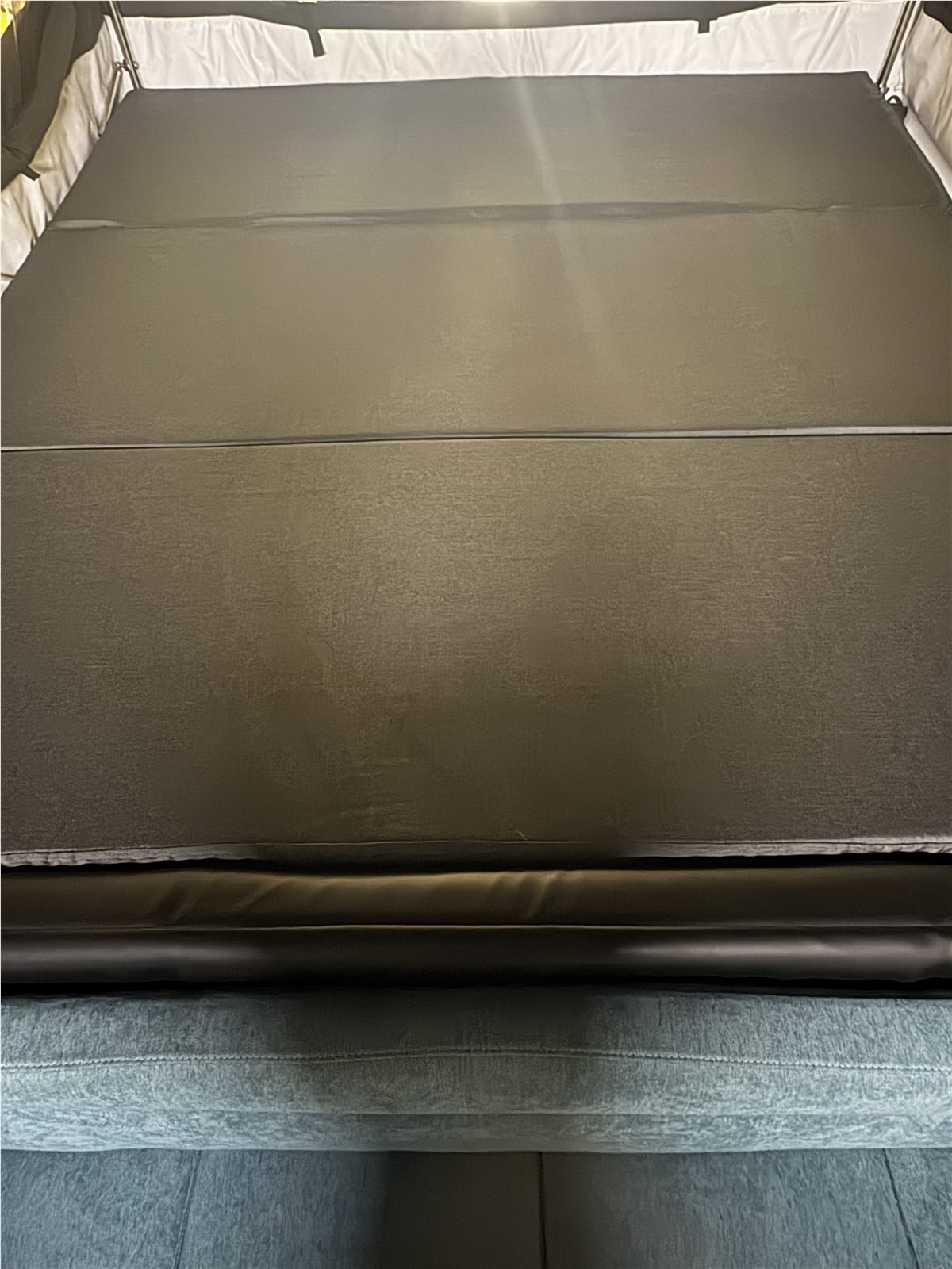 King-size Ezi Fold 100mm foam mattress fitted in the camper