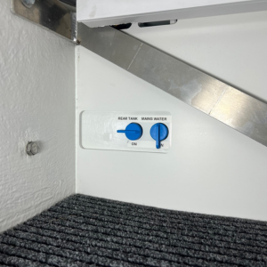 Mains water inlet and control panel